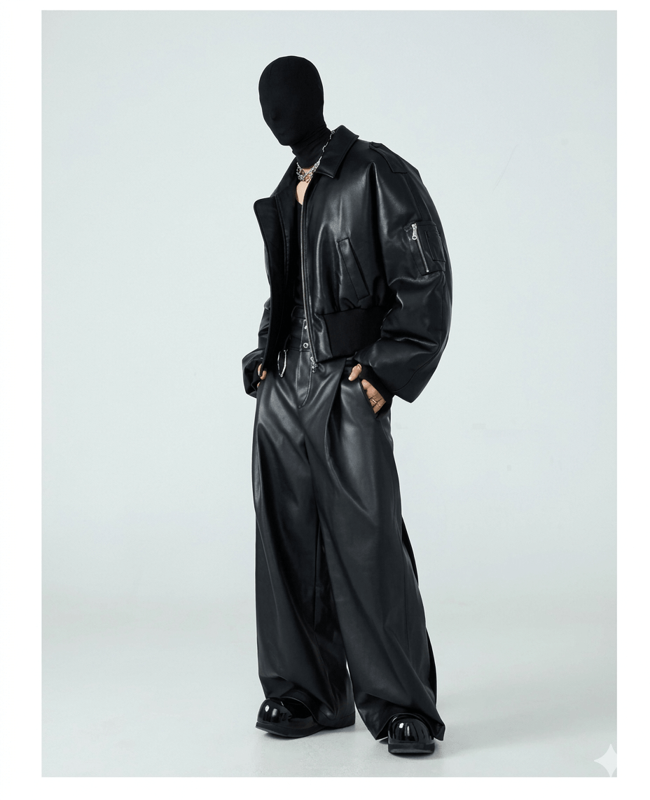 Autumn Winter Short Black PU Leather Jacket for Men - Thick Warm Designer Streetwear Coat with Zipper