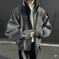 Men's Luxury Woolen Short Jacket 2026 Korean Fashion Patchwork Lapel Coat Slim Fit Winter Outerwear with Zipper