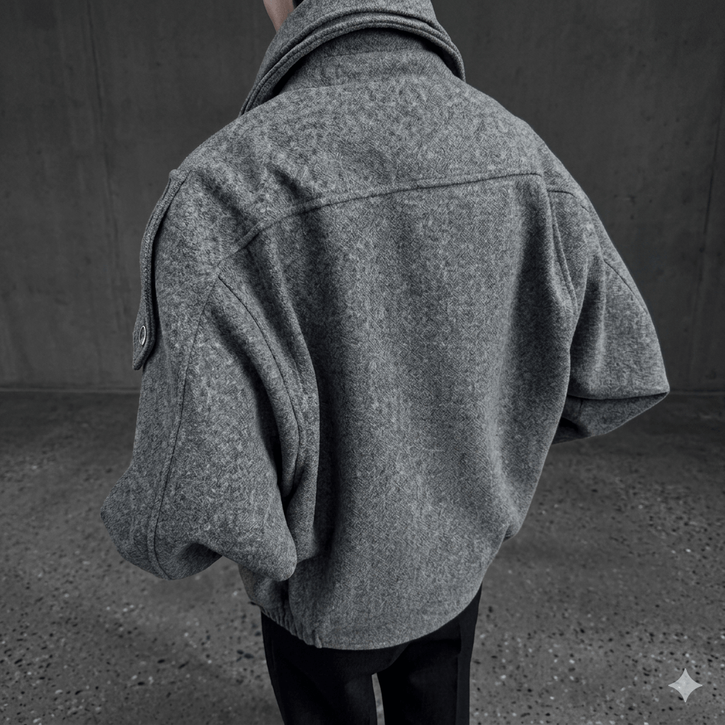 Men's Luxury Woolen Short Jacket 2026 Korean Fashion Patchwork Lapel Coat Slim Fit Winter Outerwear with Zipper
