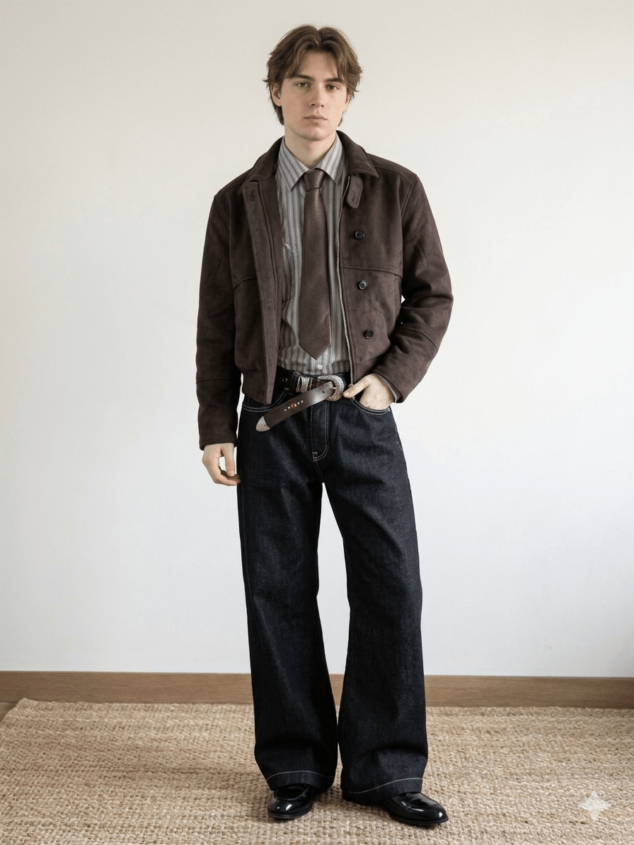 Men's Brown Faux Suede Leather Jacket Spring Autumn Luxury Soft Shell Coat Slim Fit Turn-down Collar Designer Outerwear