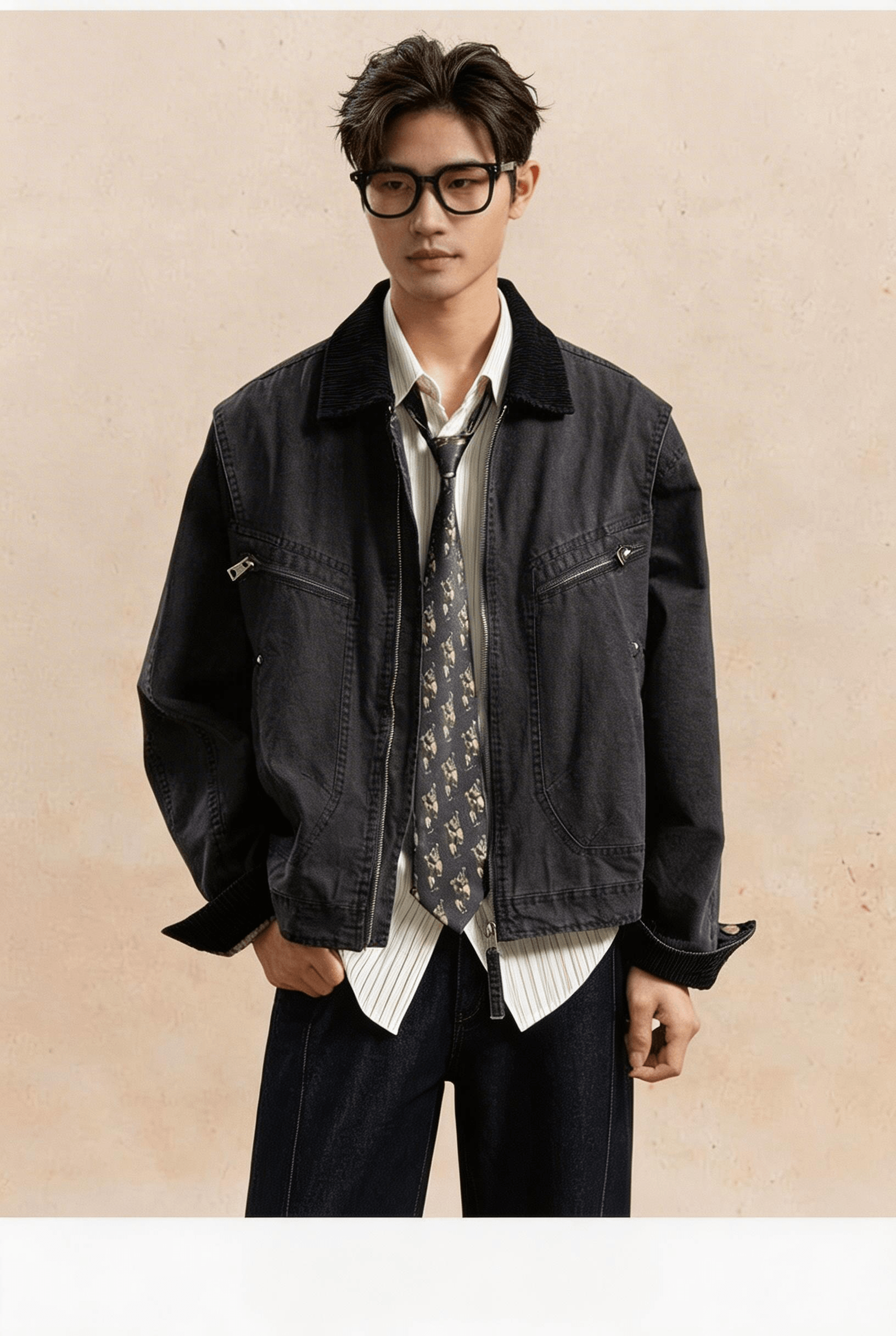 Men's Retro Washed Cotton Cargo Jacket  Oversized Korean Fashion Streetwear  Casual Loose Short Bomber Outerwear