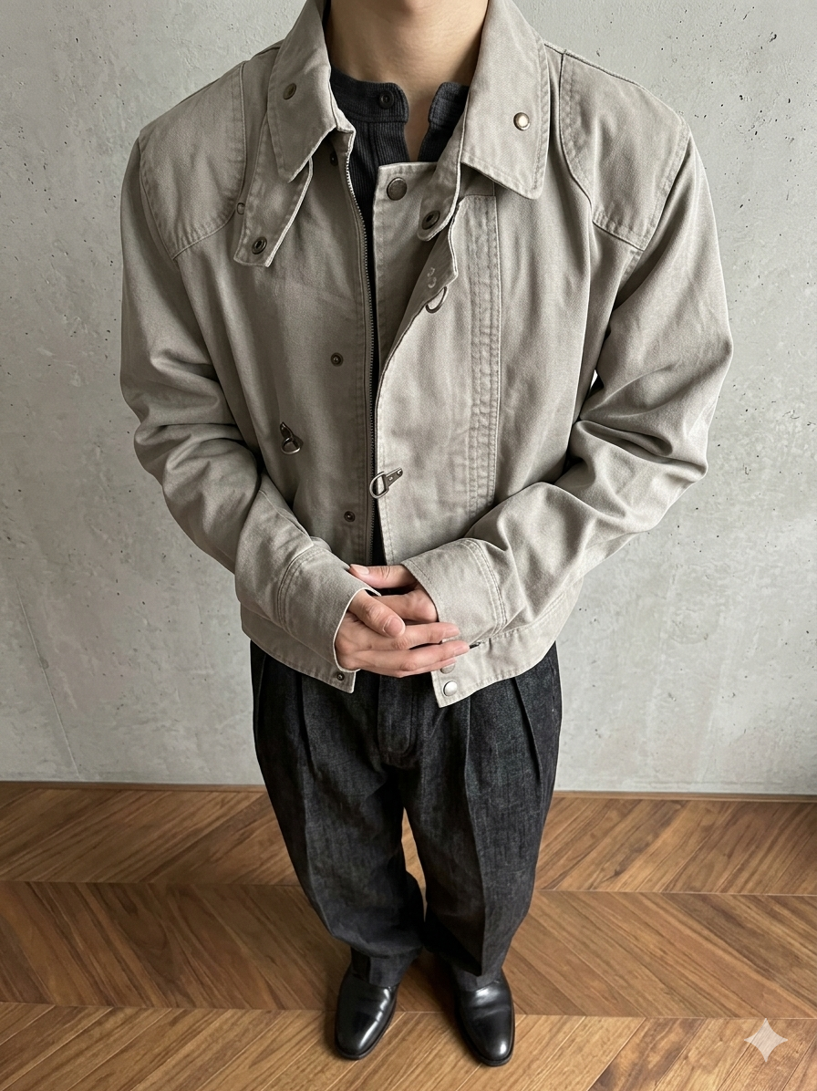 Premium SingleBreasted Korean Men's Jacket with Metal Buckle Sleek Stand Collar Autumn Coat, Elegant Casual Menswear
