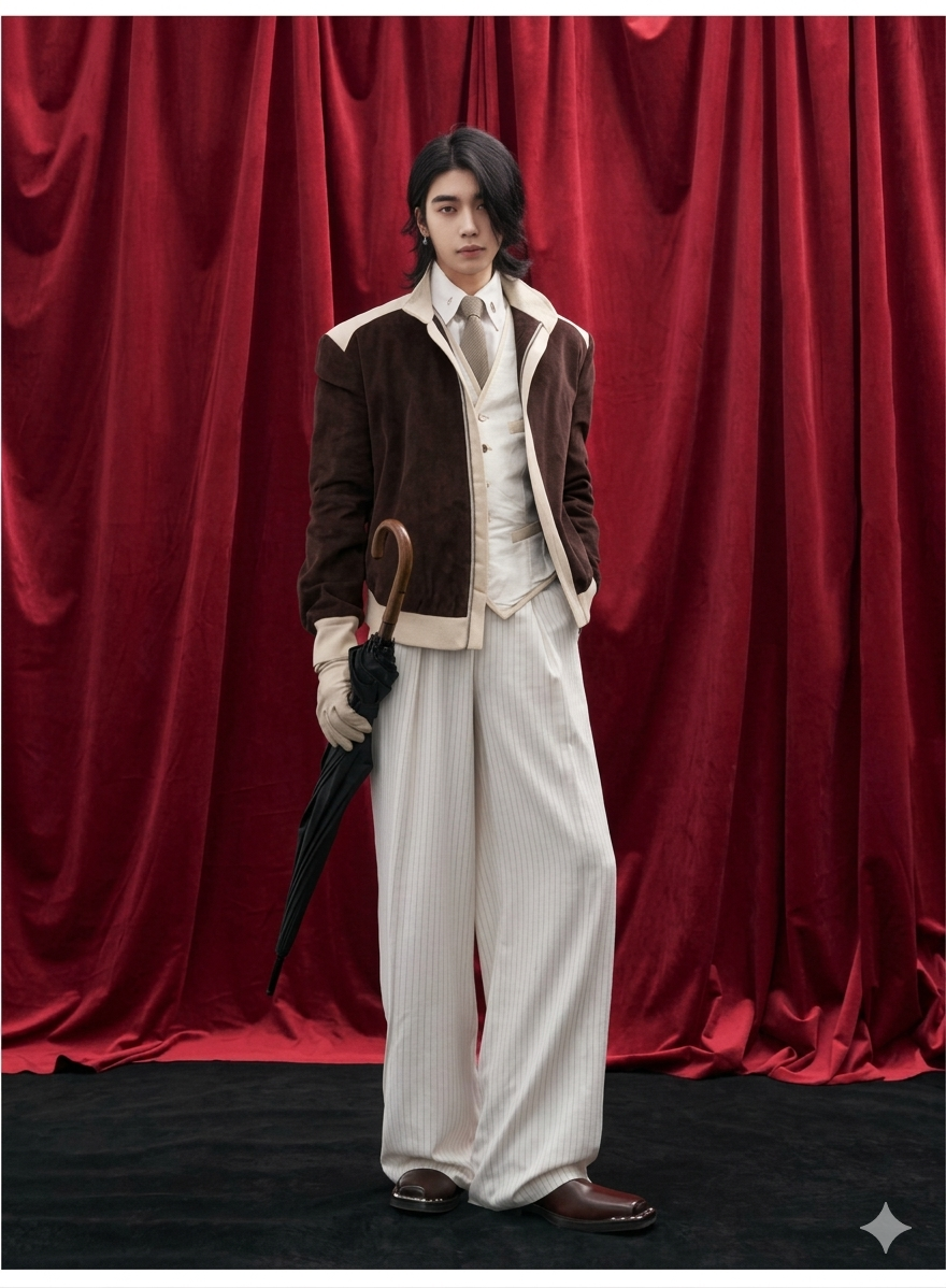 Luxury Slanted Placket Corduroy Jacket for Men  Elegant Soft Patchwork Designer Outerwear, 2026 Spring Autumn Chic Style