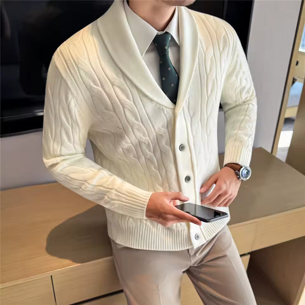 High Quality Winter Men's Knitted Cardigans Thick Wool Knit Sweatercoat Men Solid Color Smart Casual Warm Cardigan Outerwear Man