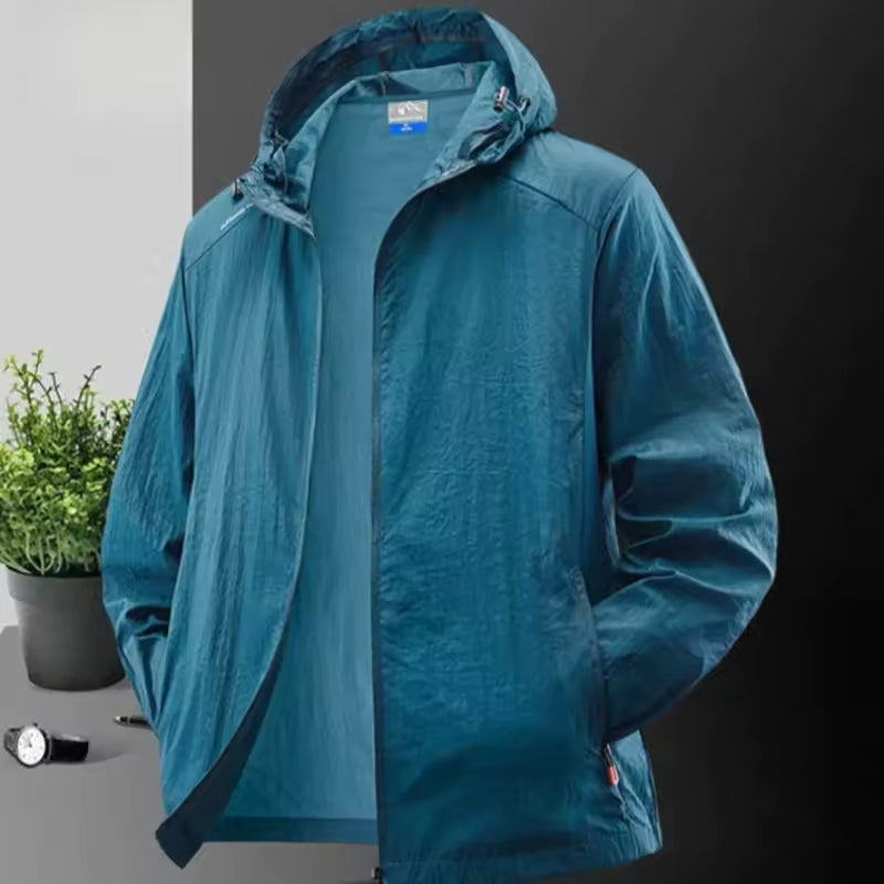 Outdoor Thin Waterproof Hiking Jackets Men Fishing Cycling Hooded Gym Sports Running Sunscreen Coats Men's Sun-Protective Jacket
