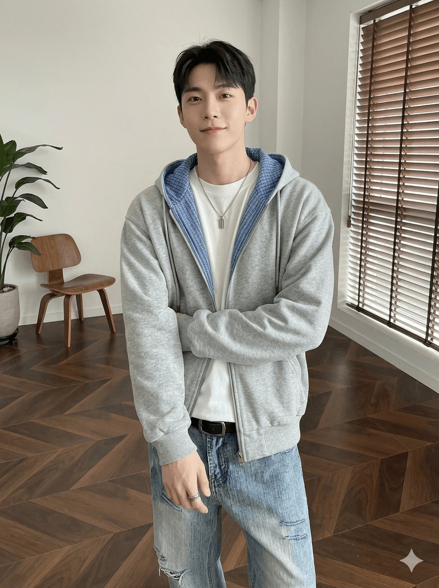 Men's Retro Varsity Layered Zip-Up Hoodie  Vintage Checked Lining Streetwear Jacket, 2026 Hip-Hop Relaxed Fit Unisex Outerwear