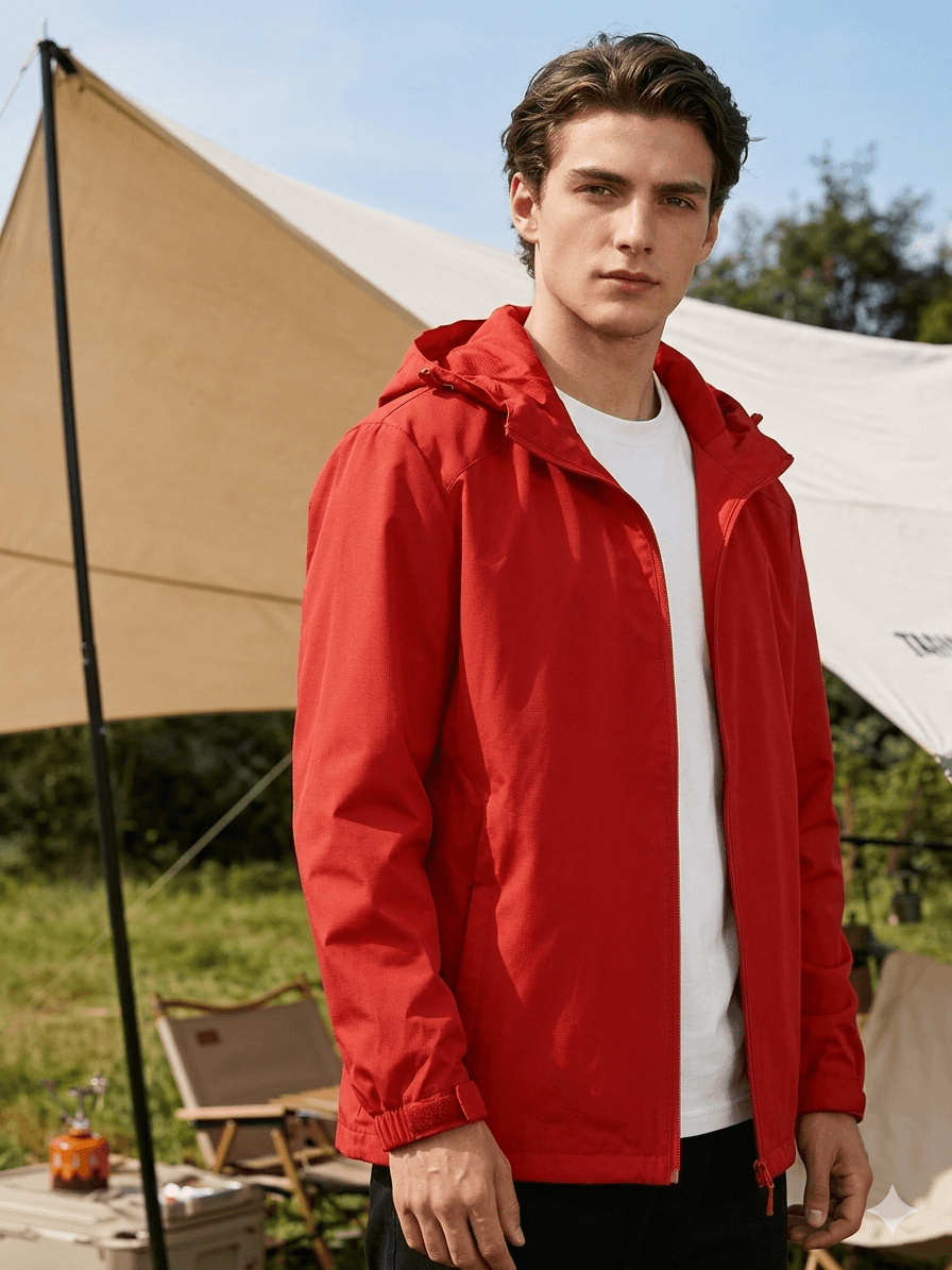Men's Oversized Waterproof Shell Jacket: Ultra-Light Hooded Raincoat  Technical Windproof Outerwear for Hiking & Trekking