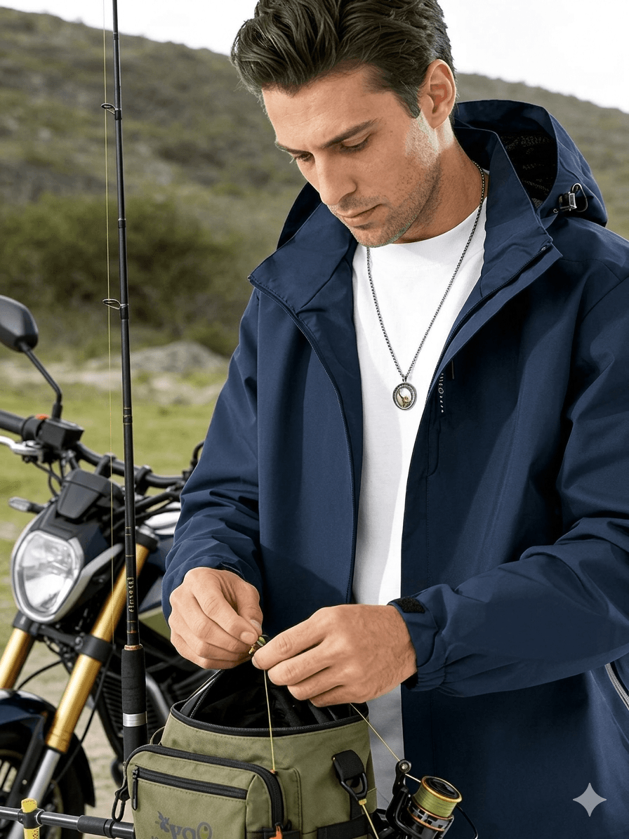 Men's Oversized Waterproof Shell Jacket: Ultra-Light Hooded Raincoat  Technical Windproof Outerwear for Hiking & Trekking