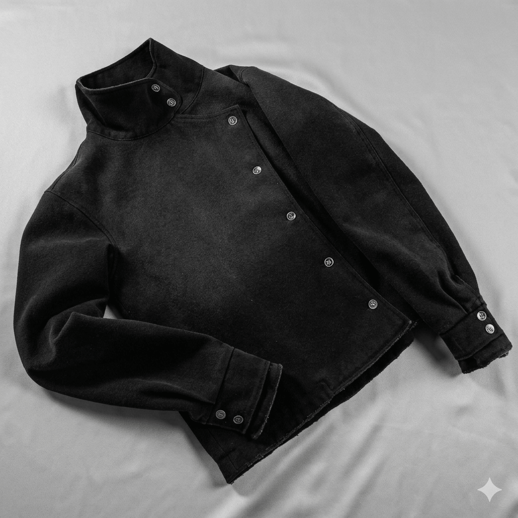 Vintage Washed Gradient Fencing Jacket - Irregular Button Canvas Cotton Coat - Unisex Gothic Harajuku Outerwear