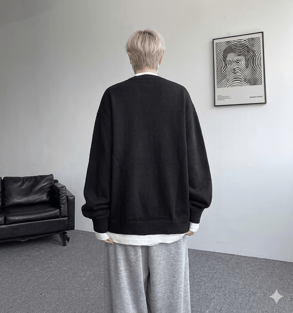 Vintage Contrast Color Knitted Cardigan for Men  Stylish Loose Fit Button-Up Sweater Jacket  Urban Streetwear Aesthetic Knitted Coat