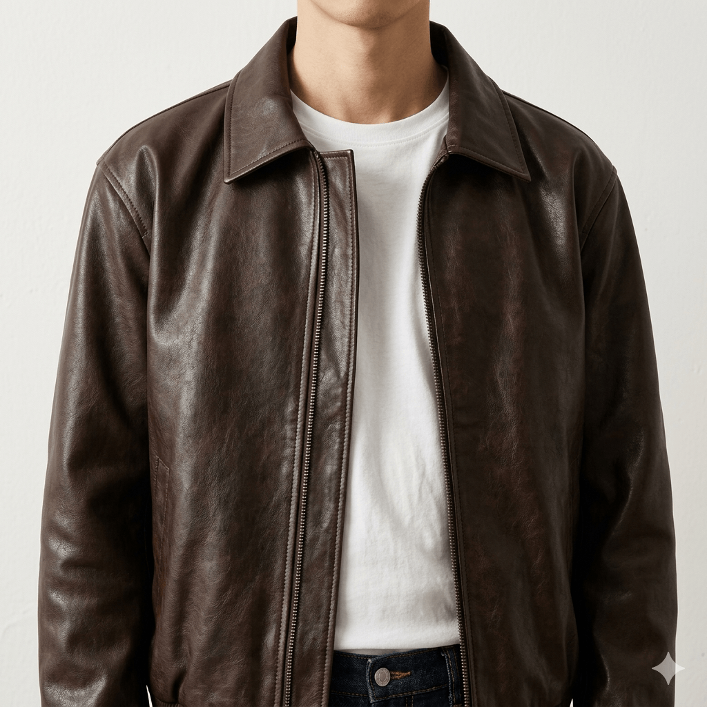 Men's Vintage PU Leather Jacket - Autumn Fashion Solid Color Lapel Coat - Stylish Loose Fit Long Sleeve Biker Jacket