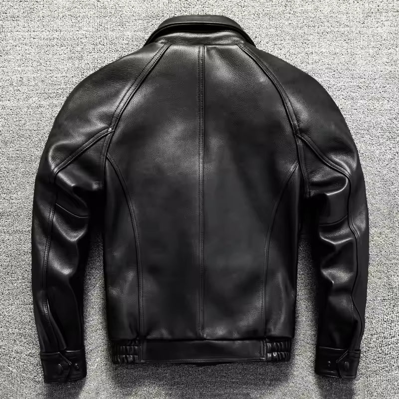 Thickened Leather Top Layer Sheepskin Leather Jacket Plus Size Men's Casual Versatile Leather Jacket Autumn and Winter Coat