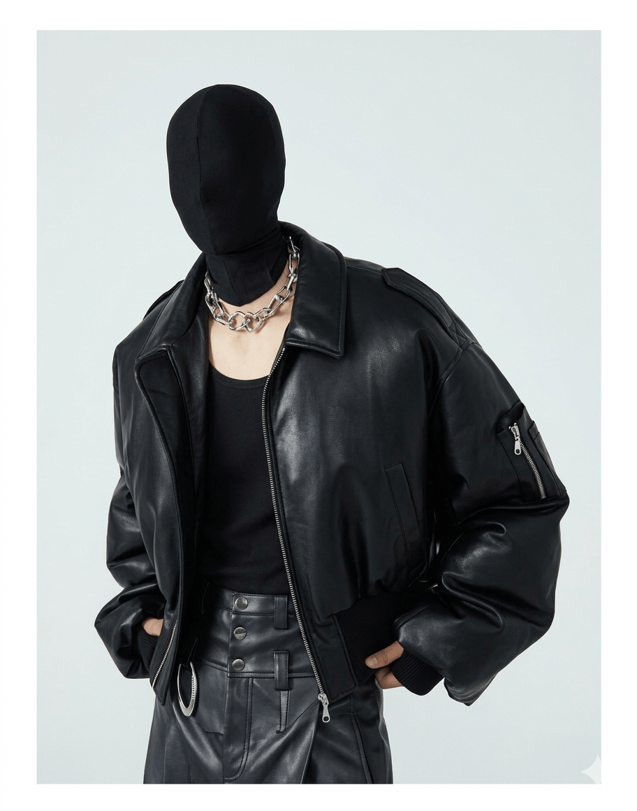 Autumn Winter Short Black PU Leather Jacket for Men - Thick Warm Designer Streetwear Coat with Zipper
