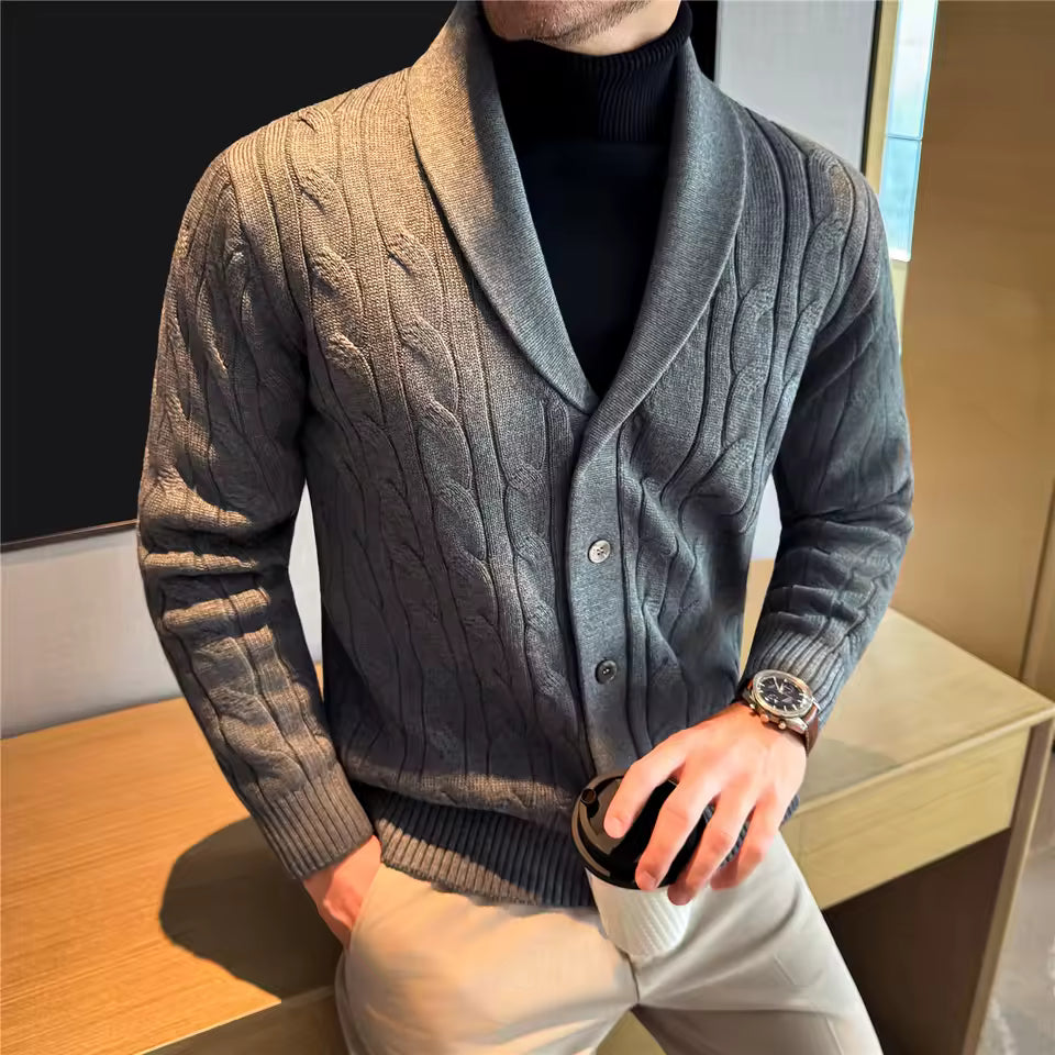 High Quality Winter Men's Knitted Cardigans Thick Wool Knit Sweatercoat Men Solid Color Smart Casual Warm Cardigan Outerwear Man