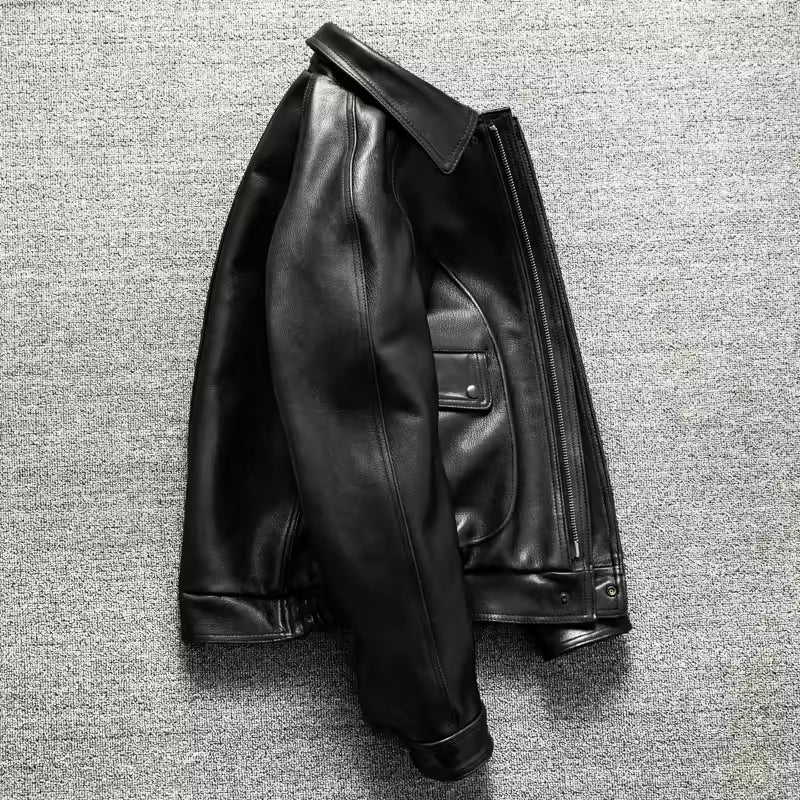 Thickened Leather Top Layer Sheepskin Leather Jacket Plus Size Men's Casual Versatile Leather Jacket Autumn and Winter Coat
