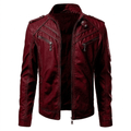 Minimalist Men's Stand Collar Leather Jacket  Vintage Moto Style Biker Coat  Daily RitualAutumn Essential