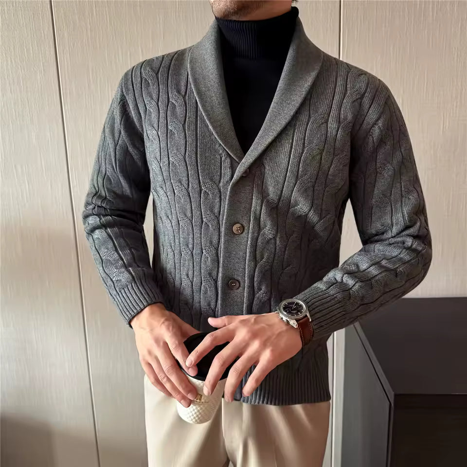 High Quality Winter Men's Knitted Cardigans Thick Wool Knit Sweatercoat Men Solid Color Smart Casual Warm Cardigan Outerwear Man