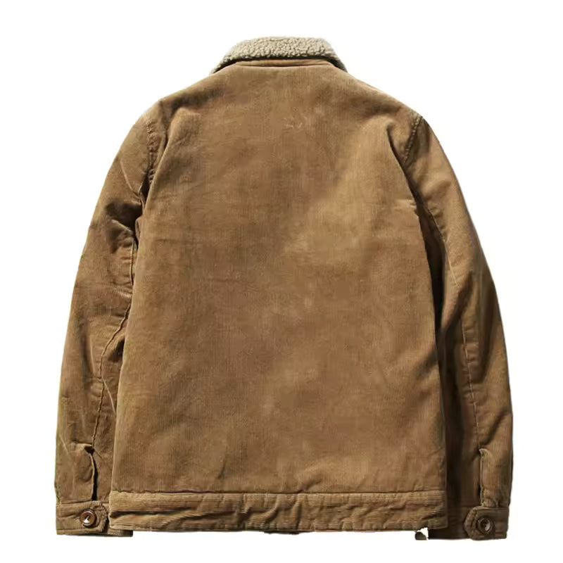 High Quality Jackets Men's Winter Plus Velvet Jacket Corduroy Tooling Casual Parka Korean Fashion Solid Color Cotton Jacket mens