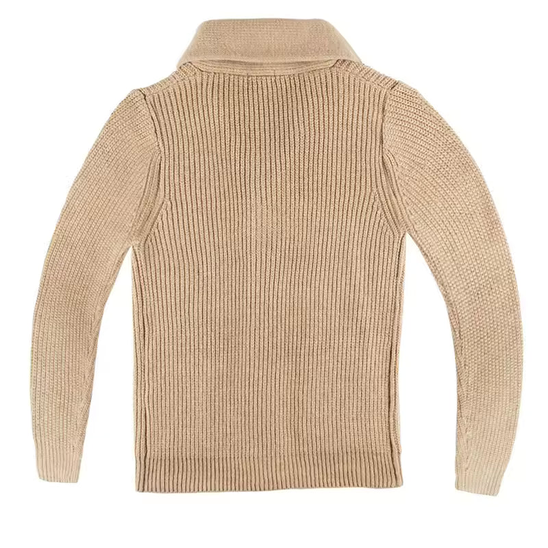 Men's Winter Cardigan Sweater Slim Fit Shawl Collar Outwear Sweatercoat Fashion Male Knit Button Up Wool Cardigan With Pockets