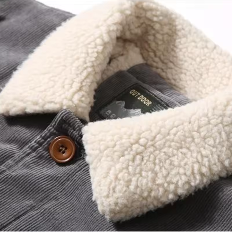 High Quality Jackets Men's Winter Plus Velvet Jacket Corduroy Tooling Casual Parka Korean Fashion Solid Color Cotton Jacket mens