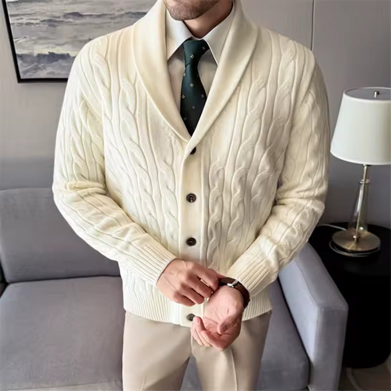 High Quality Winter Men's Knitted Cardigans Thick Wool Knit Sweatercoat Men Solid Color Smart Casual Warm Cardigan Outerwear Man