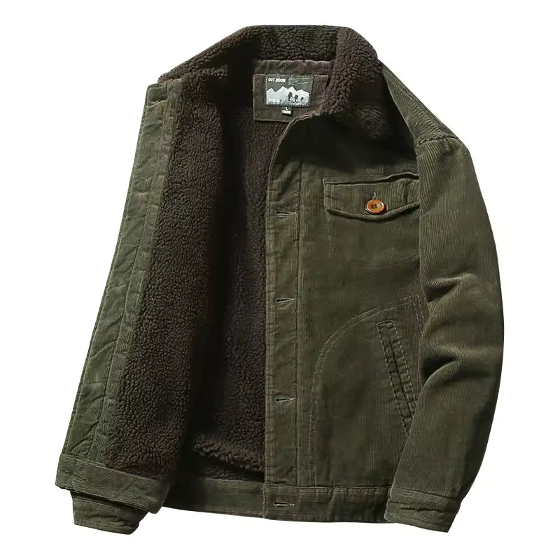 High Quality Jackets Men's Winter Plus Velvet Jacket Corduroy Tooling Casual Parka Korean Fashion Solid Color Cotton Jacket mens