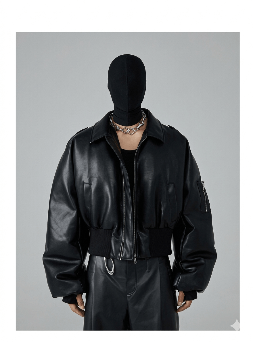 Autumn Winter Short Black PU Leather Jacket for Men - Thick Warm Designer Streetwear Coat with Zipper