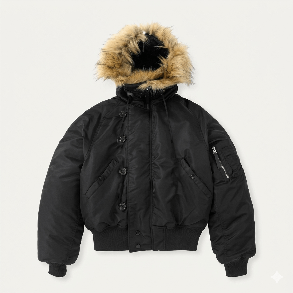 Men’s Tactical Military Flight Jacket  Waterproof Retro Aviator Bomber  Thickened Winter Pilot Coat with Faux Fur Trim