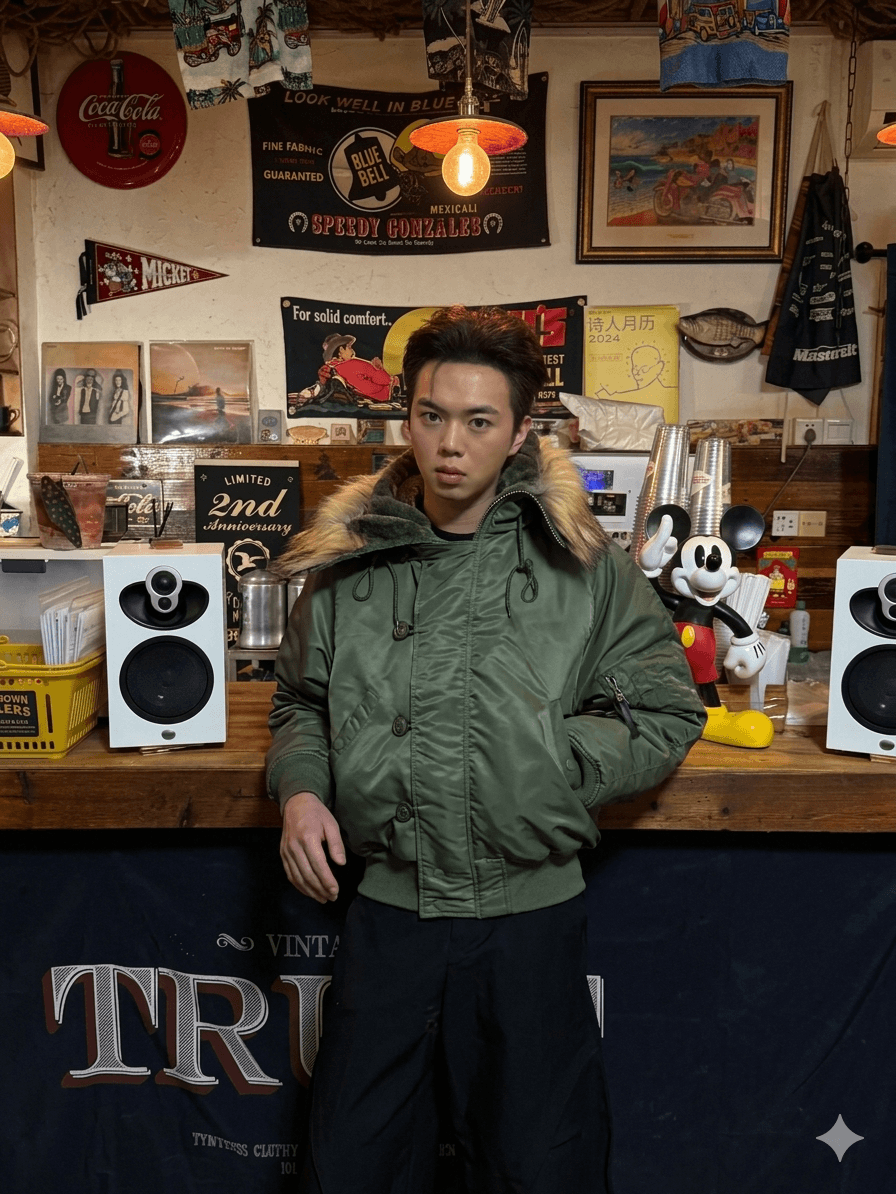Men’s Tactical Military Flight Jacket  Waterproof Retro Aviator Bomber  Thickened Winter Pilot Coat with Faux Fur Trim
