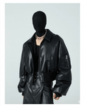 Autumn Winter Short Black PU Leather Jacket for Men - Thick Warm Designer Streetwear Coat with Zipper
