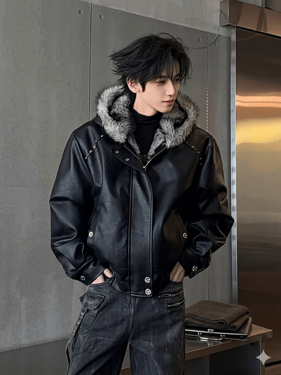 Unisex Vintage PU Leather Winter Coat with Faux Fur Collar  Thicken Warm Casual Jacket 2026 New Arrival